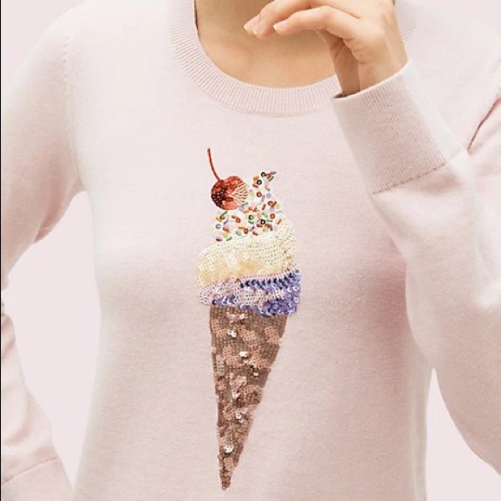 Kate spade Medium embellished pink ice cream sweater